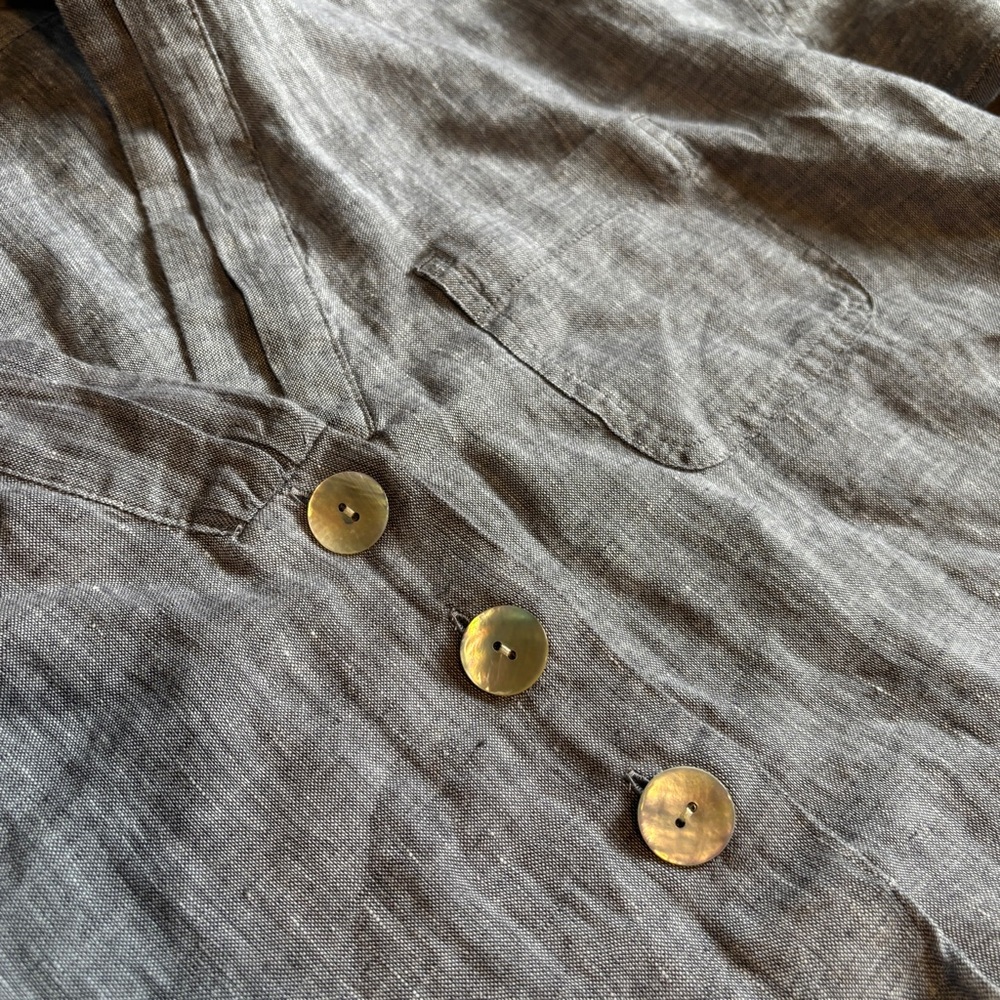 Pure Jill Gray Blue Linen Blouse - Picture 2 of 7
